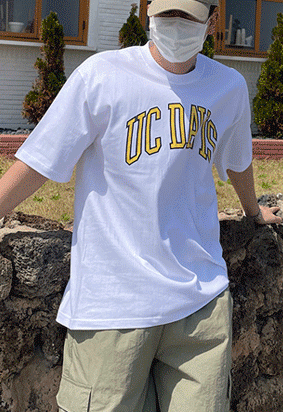UC DAVIS 배색 프린팅 티셔츠